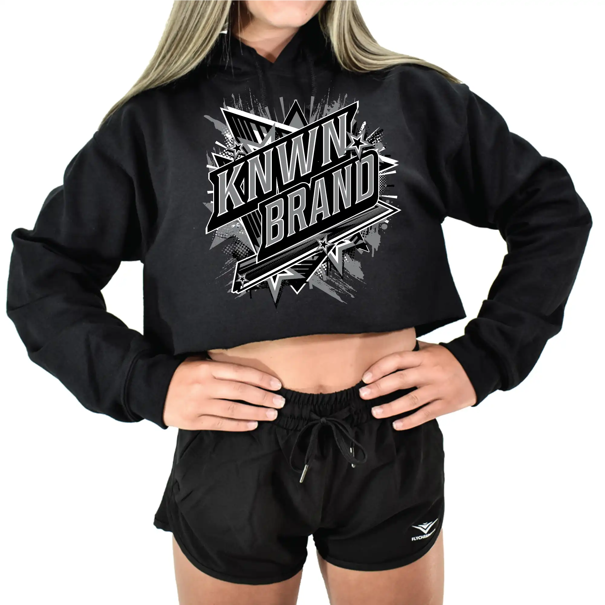 KNWN Brand Black Crop Hoodie